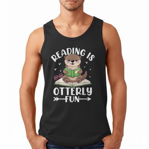 Cute Otter Reading Book Lover Sea Otters Animal Lover Men Tank Top - Bookorys