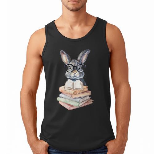 Cute Reading Bunny With Glasses Books Reader Book Bookworm Men Tank Top - Bookorys