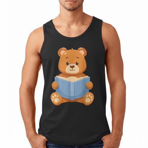 Cute Teddy Bear Reading Book Adorable For Readers Men Tank Top - Bookorys UK