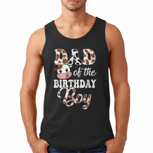Dad Of The Birthday Boy Cow Farm 1St Birthday Boy Men Tank Top - Father's Day Fun