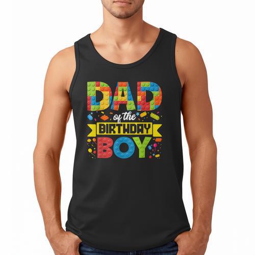 Dad Of The Birthday Boy Master Builder Kids Building Blocks Men Tank Top - Father's Day Fun