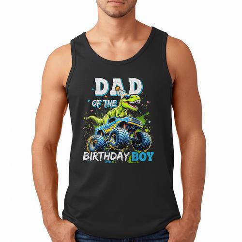 Dad Of The Birthday Boy Monster Truck Dinosaur Party T Rex Men Tank Top - Father's Day Fun