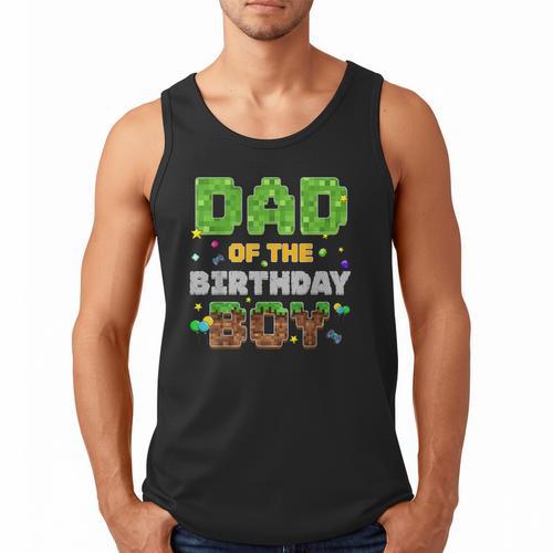 Dad Of The Birthday Boy Pixel Gamer Party Matching Family Men Tank Top - Father's Day Fun