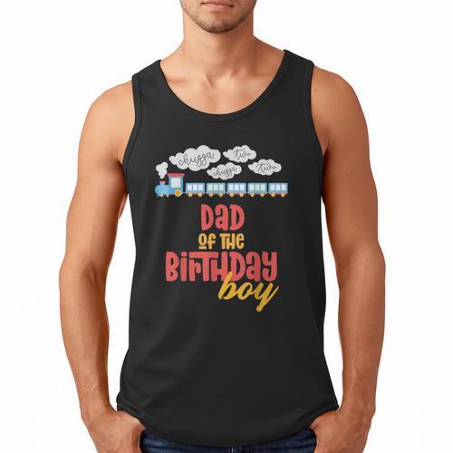 Dad Birthday Boy Train I'm 2 Two Yr Old Chugga Engine Men Tank Top - Father's Day Fun
