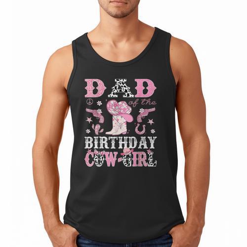 Dad Of The Birthday Cowgirl Pink Disco Rodeo Western Men Tank Top - Father's Day Fun