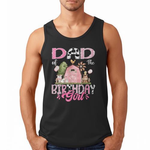 Dad Of The Birthday Girl 1St Birthday Pink Cow Farm Men Tank Top - Father's Day Fun