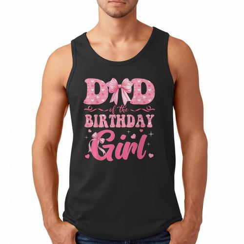 Dad Of The Birthday Girl Family Pink Coquette Bow Men Tank Top - Father's Day Fun