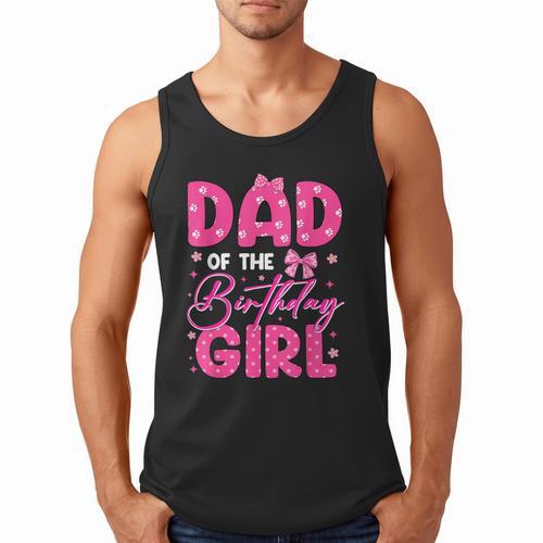 Dad Of The Birthday Girl Pink Bow Birthday Girl Family Men Tank Top - Father's Day Fun