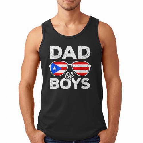 Dad Of Boys Fathers Day Retro Puerto Rico Flag Boricua Dad Men Tank Top - Father's Day Fun