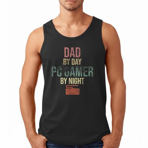Dad By Day PC Gamer By Night For Gaming Dads Men Tank Top - Father's Day Fun
