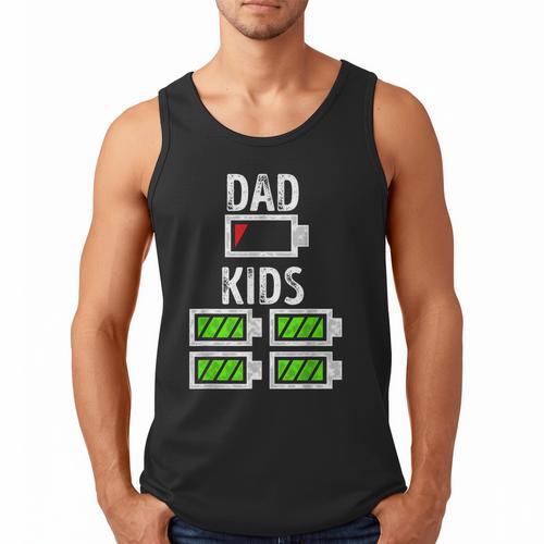 Dad Of Four Low Battery Father Of 4 Kids Dad Men Tank Top - Father's Day Fun