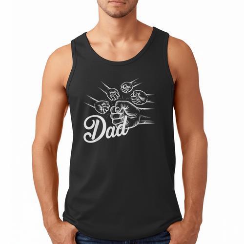 Dad Of Four Toddler Kids Fathers Day Fist Bump Family Men Tank Top - Father's Day Fun