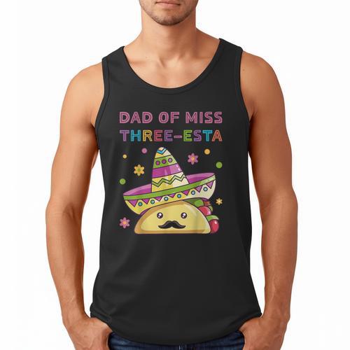 Dad Of Miss Three-Esta Mexican Fiesta 3rd Birthday Outfit Men Tank Top - Father's Day Fun