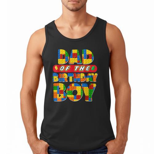 Dad And Mom Birthday Boy Building Bricks Family Party Decor Men Tank Top - Father's Day Fun