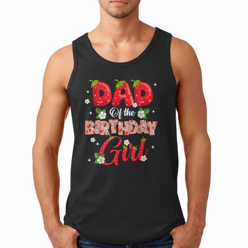 Dad And Mom Birthday Girl Strawberry Berry Sweet One Two Men Tank Top - Father's Day Fun
