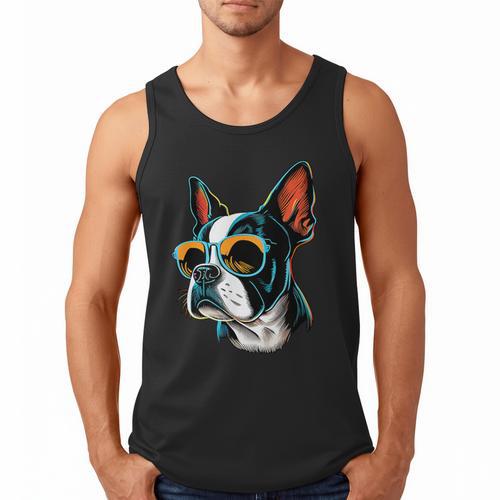 Dad Mom Cool Dog Sunglasses Boston Terrier Men Tank Top - Father's Day Fun