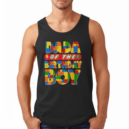 Dad And Mom Dada Birthday Boy Building Bricks Family Party Men Tank Top - Father's Day Fun