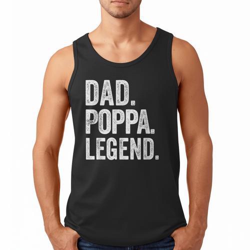 Dad Poppa Legend Vintage Distressed Bold Poppa Graphic Men Tank Top - Father's Day Fun