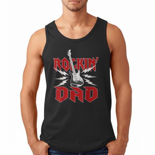 Dad Rockin One Birthday Family Matching Rock Guitar Men Tank Top - Father's Day Fun