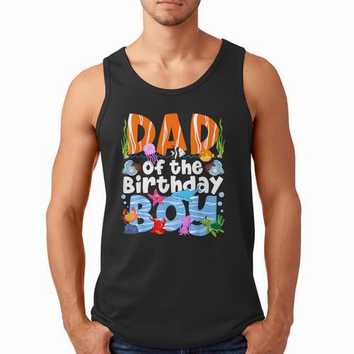 Dad Under Sea Birthday Party Boys Ocean Sea Animals Themed Men Tank Top - Father's Day Fun