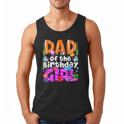 Dad Under Sea Birthday Party Girls Ocean Sea Animals Themed Men Tank Top - Father's Day Fun