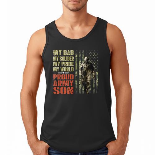 My Dad Is A Soldier Hero Proud Army Son US Military Men Tank Top - Father's Day Fun