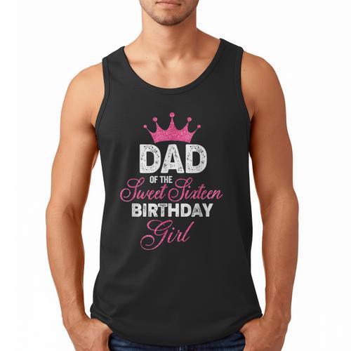 Dad Of The Sweet Sixteen Birthday Girl 16th Pink Crown Men Tank Top - Father's Day Fun