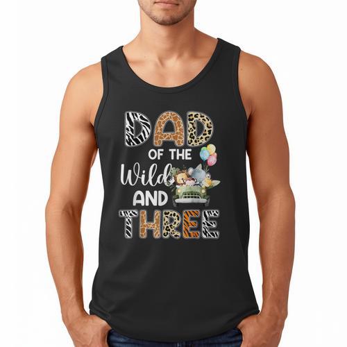 Dad Of The Wild And Three 3 Birthday Zoo Theme Safari Jungle Men Tank Top - Father's Day Fun