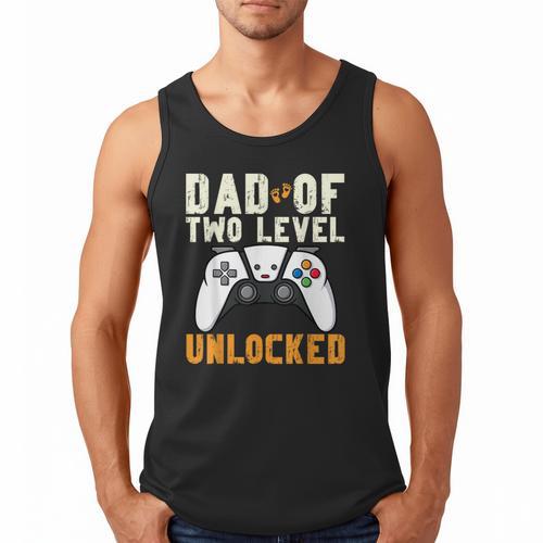 Daddy Again Leveled Up To Dad Of 2 Gamer Dad Level Unlocked Men Tank Top - Father's Day Fun
