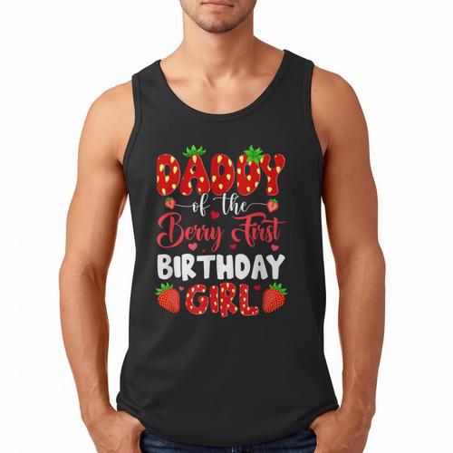 Daddy Of The Berry First Birthday Of Girl Strawberry Men Tank Top - Father's Day Fun
