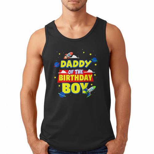 Daddy Of The Birthday Astronaut Boy Outer Space Theme Party Men Tank Top - Father's Day Fun