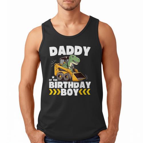 Daddy Of The Birthday Boy Dinosaur Construction Worker Truck Men Tank Top - Father's Day Fun