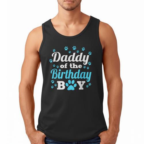 Daddy Of The Birthday Boy Dog Paw Bday Party Celebration Small Men Tank Top - Father's Day Fun