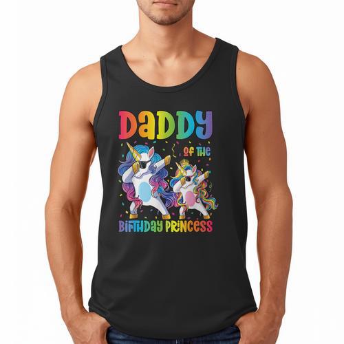 Daddy Of The Birthday Girl Dabbing Princess Unicorn Dad Men Tank Top - Father's Day Fun