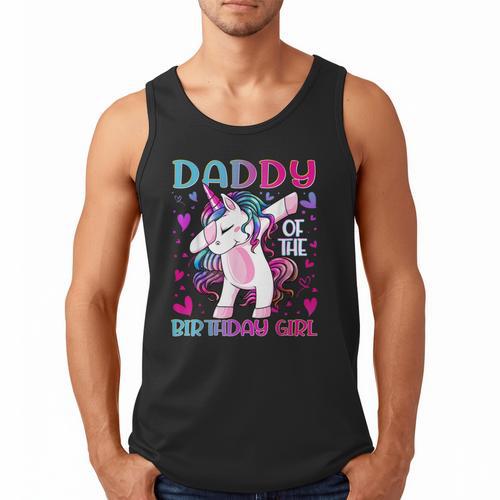 Daddy Of The Birthday Girl Dabbing Unicorn Dad Daddy Small Men Tank Top - Father's Day Fun