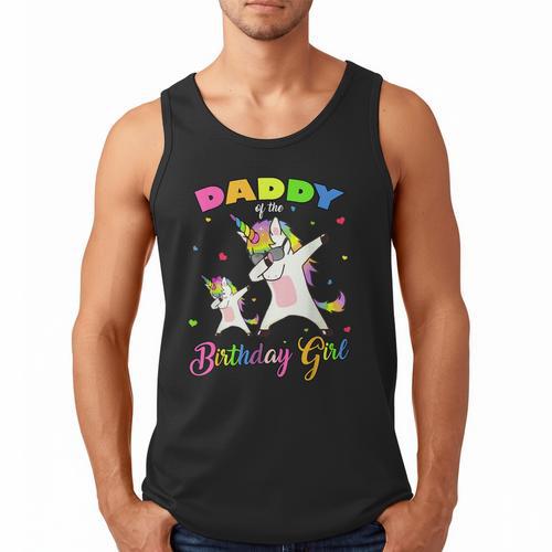 Daddy Of The Birthday Girl Dabbing Unicorn Princess And Dad Men Tank Top - Father's Day Fun