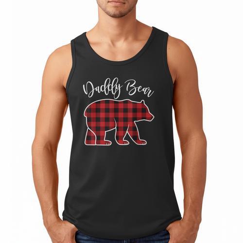 Daddy Dad Bear Pajama Red Buffalo Xmas Family Christmas Men Tank Top - Father's Day Fun