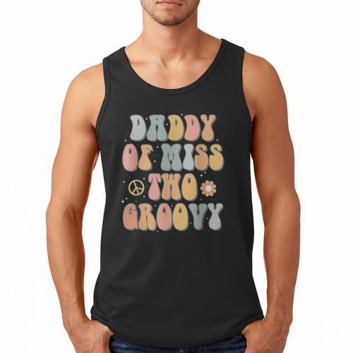 Daddy Dad Two Groovy Second Birthday Retro 2nd Bday Party Men Tank Top - Father's Day Fun