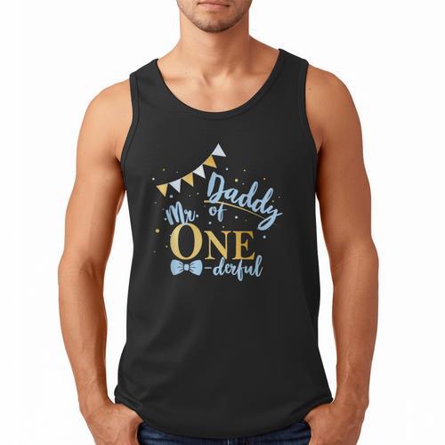 Daddy Of Mr One-Derful Party Blue-Gold Dad Boy 1st Birthday Men Tank Top - Father's Day Fun