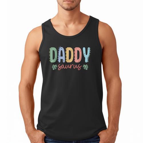 Daddy Saurus Dad Dinosaur Three Rex Birthday Boy Girl Family Men Tank Top - Father's Day Fun