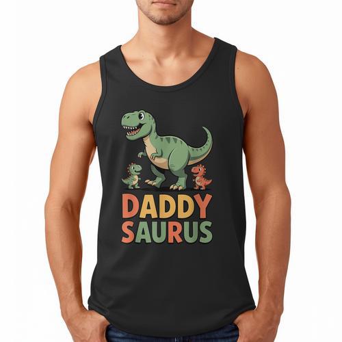 Daddy Saurus Dinosaur Dad Of Two Kids Dino Family Men Tank Top - Father's Day Fun