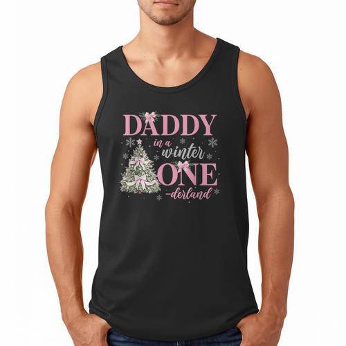 Daddy In a Winter Onederland Birthday Girl Christmas Tree Men Tank Top - Father's Day Fun