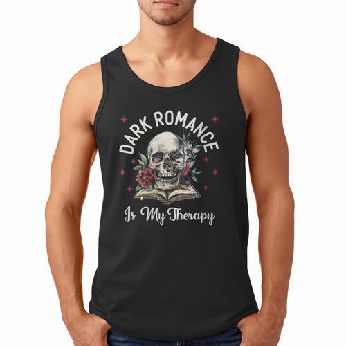 Dark Romance Is My Therapy Book Lover Merch Trigger Warning Men Tank Top - Bookorys