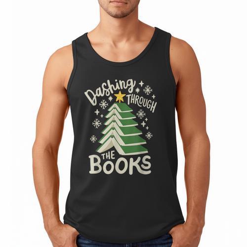 Dashing Through The Books Christmas Book Lovers Men Women Men Tank Top - Bookorys AU