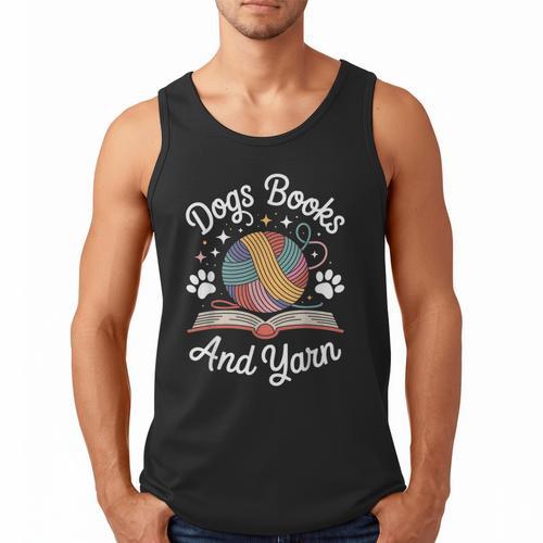 Dogs Books And Yarn Knitter Knitting Men Tank Top - Bookorys