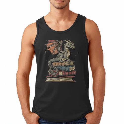 Dragon Fantasy Book Lover Book Nerd Men Tank Top - Bookorys DE