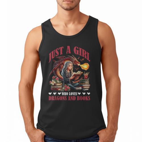 Dragon Just A Girl Who Loves Dragons And Books Men Tank Top - Bookorys UK