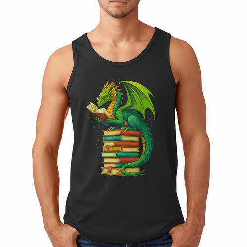 Dragon Reading Books Matching Bookworm Readers Librarian Men Tank Top - Bookorys CA