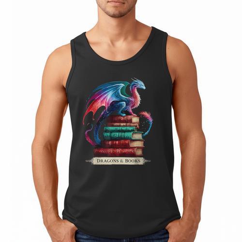 Dragons And Books Dragonworm Book Lover Reading Men Tank Top - Bookorys