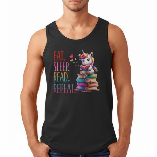 Eat Sleep Read Repeat Unicorn Read Book Reading Lovers Kids Men Tank Top - Bookorys